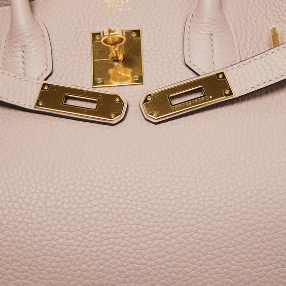 HERMES Glycine Taurillon Clemence Leather Gold Finish Birkin 30 Bag - Picture 8 of 8